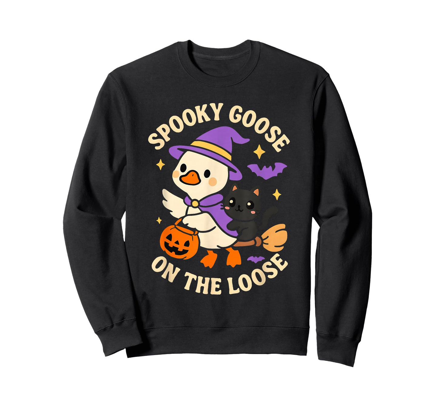 Spooky Goose On The Loose Halloween Silly Witch Women T-Shirt