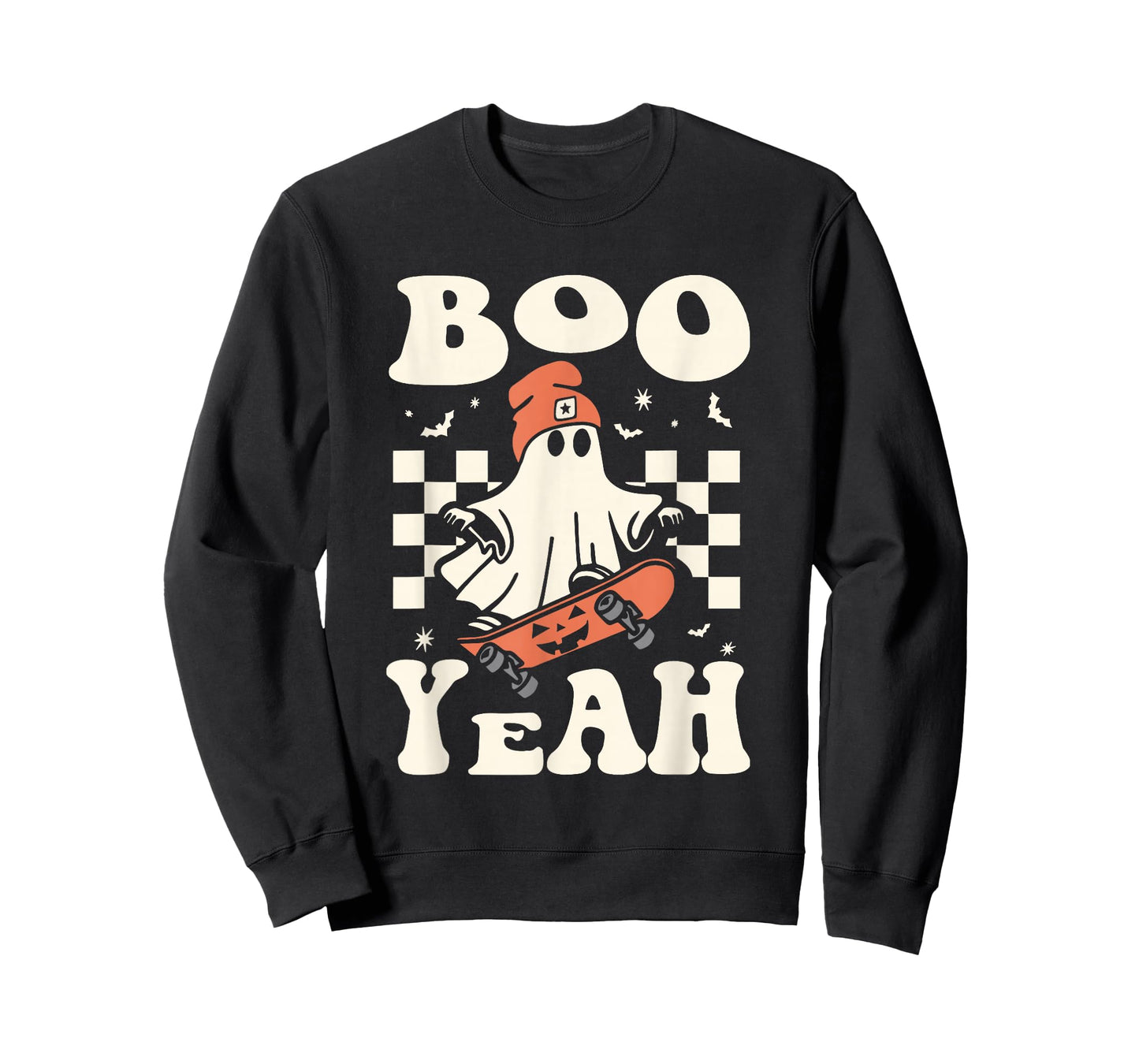 Boo Yeah Halloween Ghost Boys Retro Skateboard Toddler Kids T-Shirt