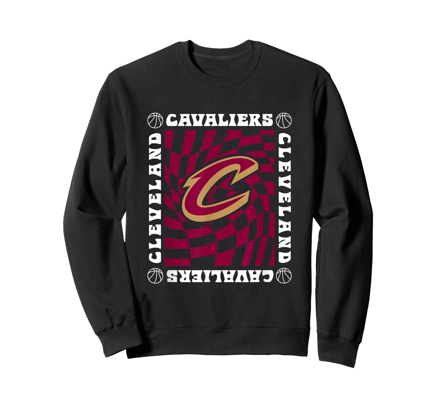 NBA Cleveland Cavaliers Retro Checkerboard Wave T-Shirt
