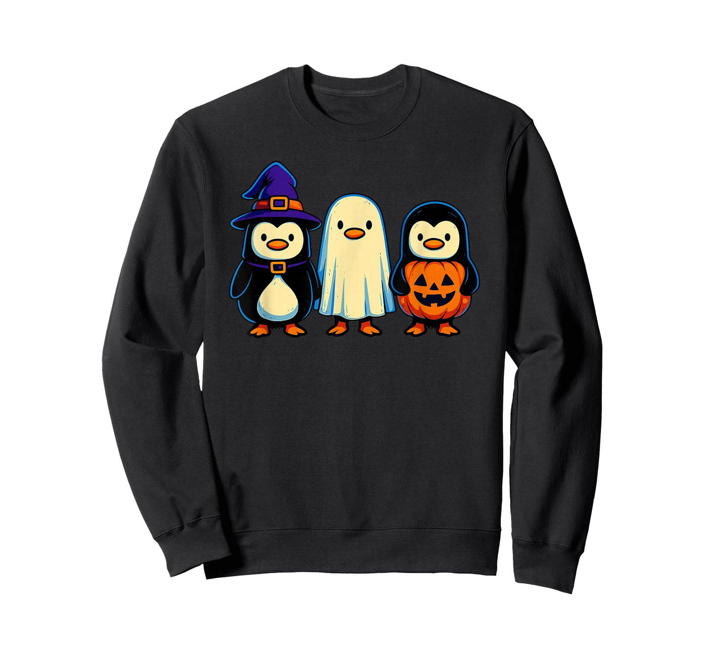 Penguin Witch Ghost Pumpkin Men Women Kids Funny Halloween T-Shirt