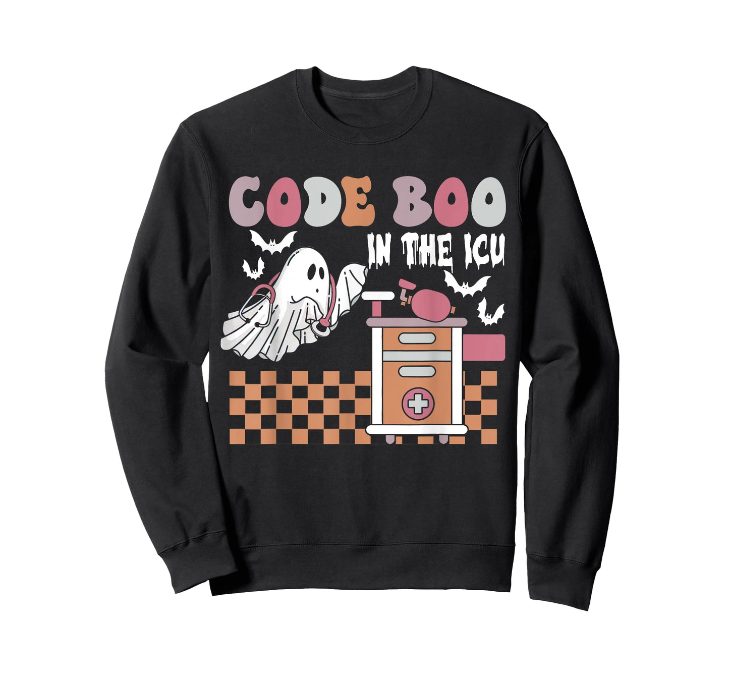 Groovy Retro Halloween ICU Nurse, Code Boo In The ICU T-Shirt