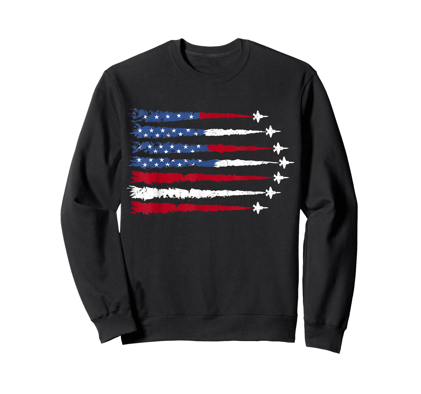 Patriotic Red White Blue USA Flag Fighter Jets 4th of July T-Shirt