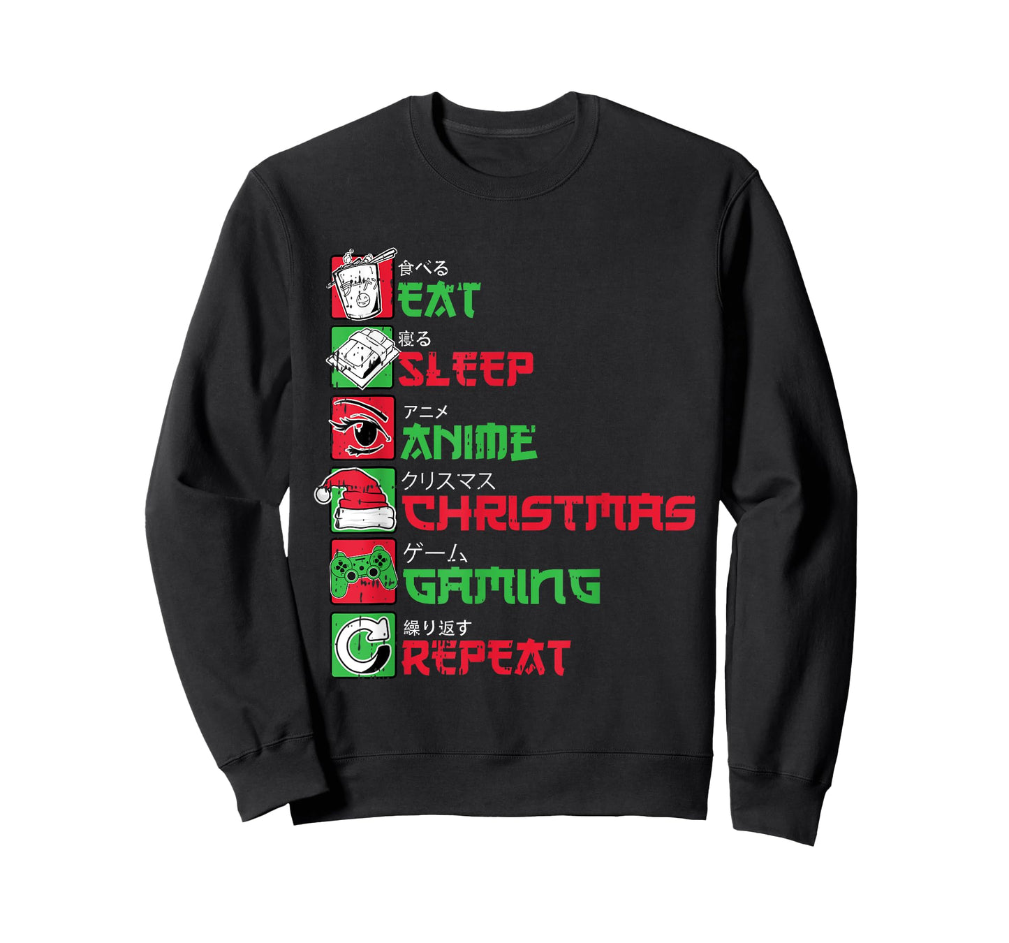 Eat Sleep Anime Gaming Christmas Pajama X-Mas Holiday Gamer T-Shirt
