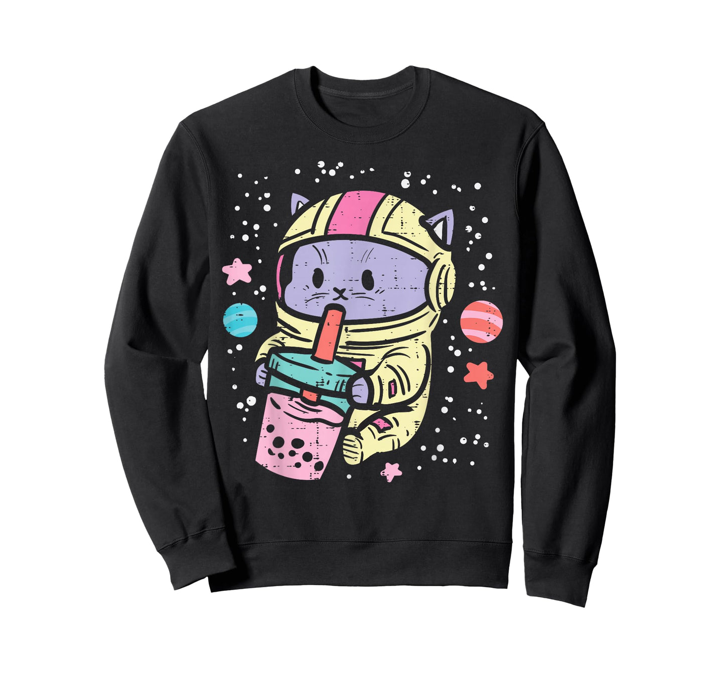 Cat Astronaut Boba Bubble Tea Kawaii Boys Girls Kids Toddler T-Shirt