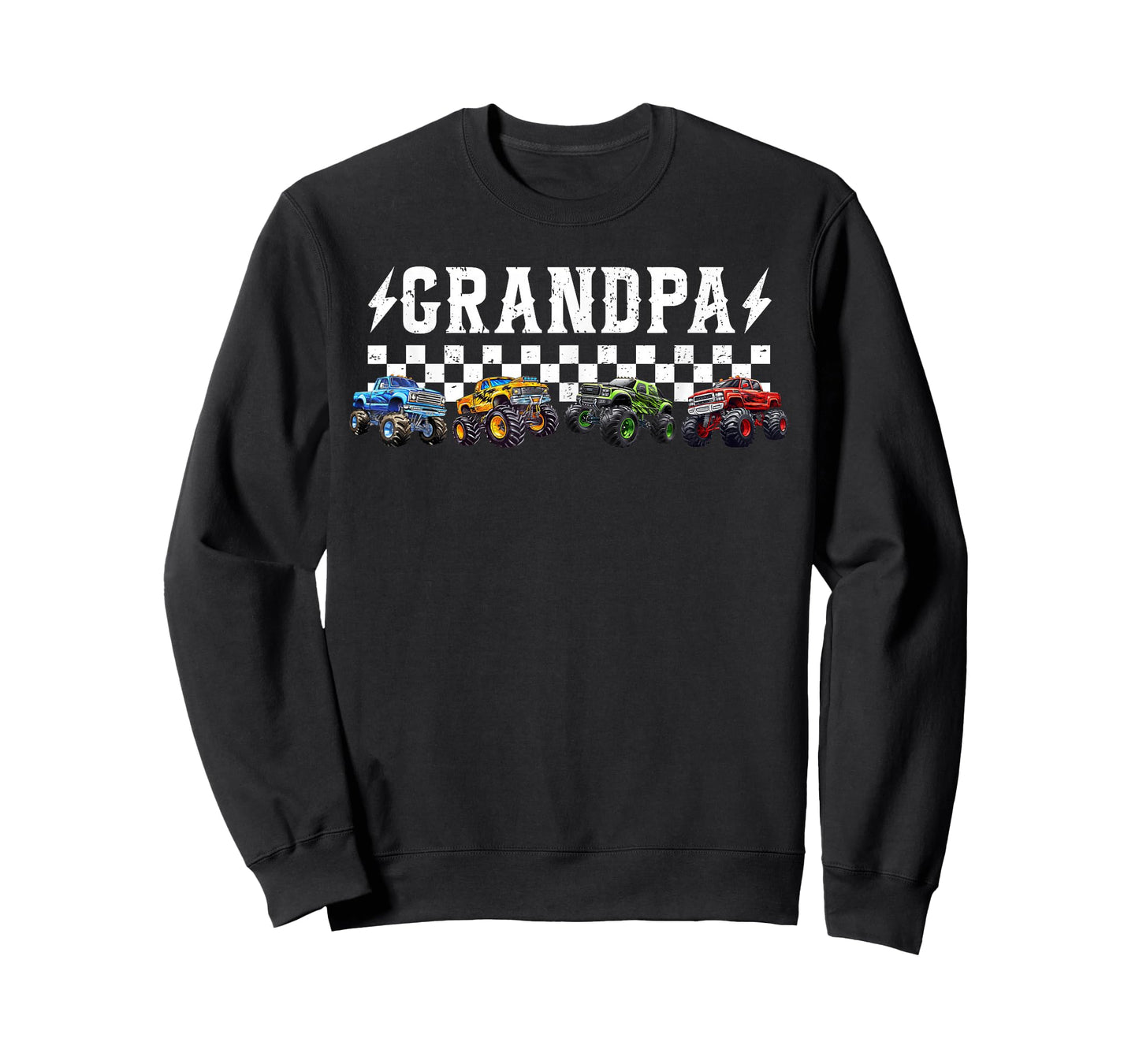 Grandpa Retro Monster Truck Family Crew Birthday Matching T-Shirt