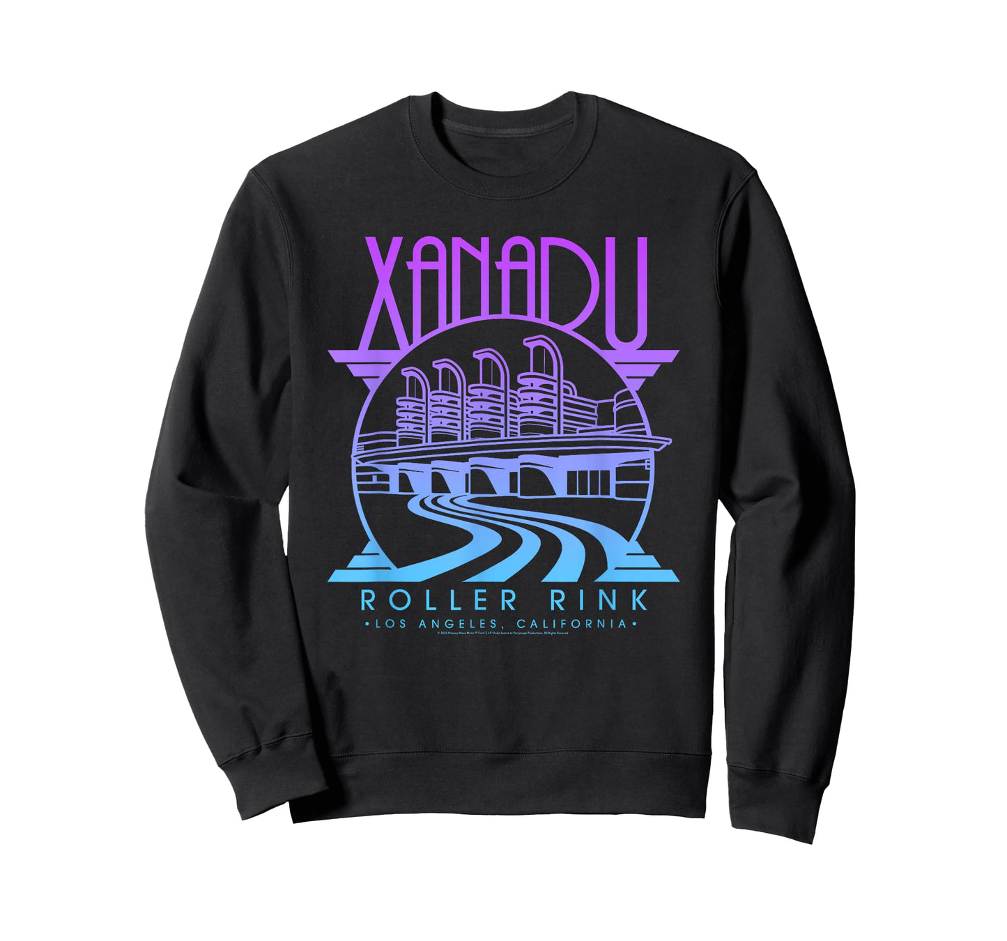 Olivia Newton-John Xanadu Roller Rink Purple Blue Fade Logo T-Shirt