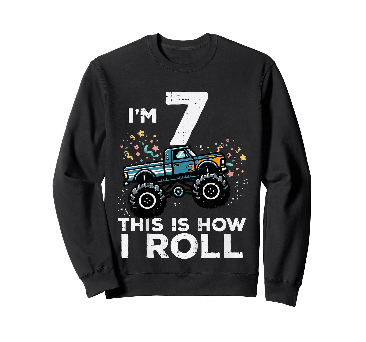 Kids Im 7 Years Old Monster Truck 7th Birthday Boys Kids T-Shirt
