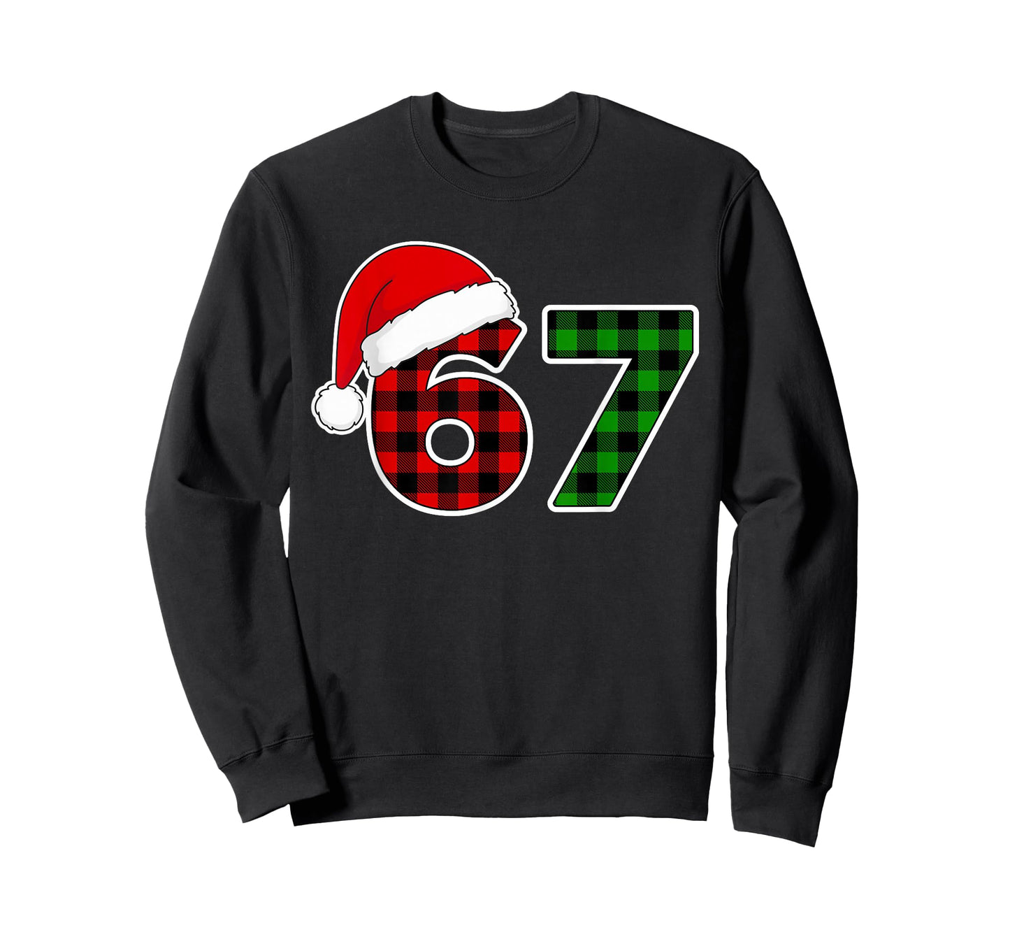 67 Meme Funny Christmas Red & Green Plaid Xmas Pajamas Kids T-Shirt