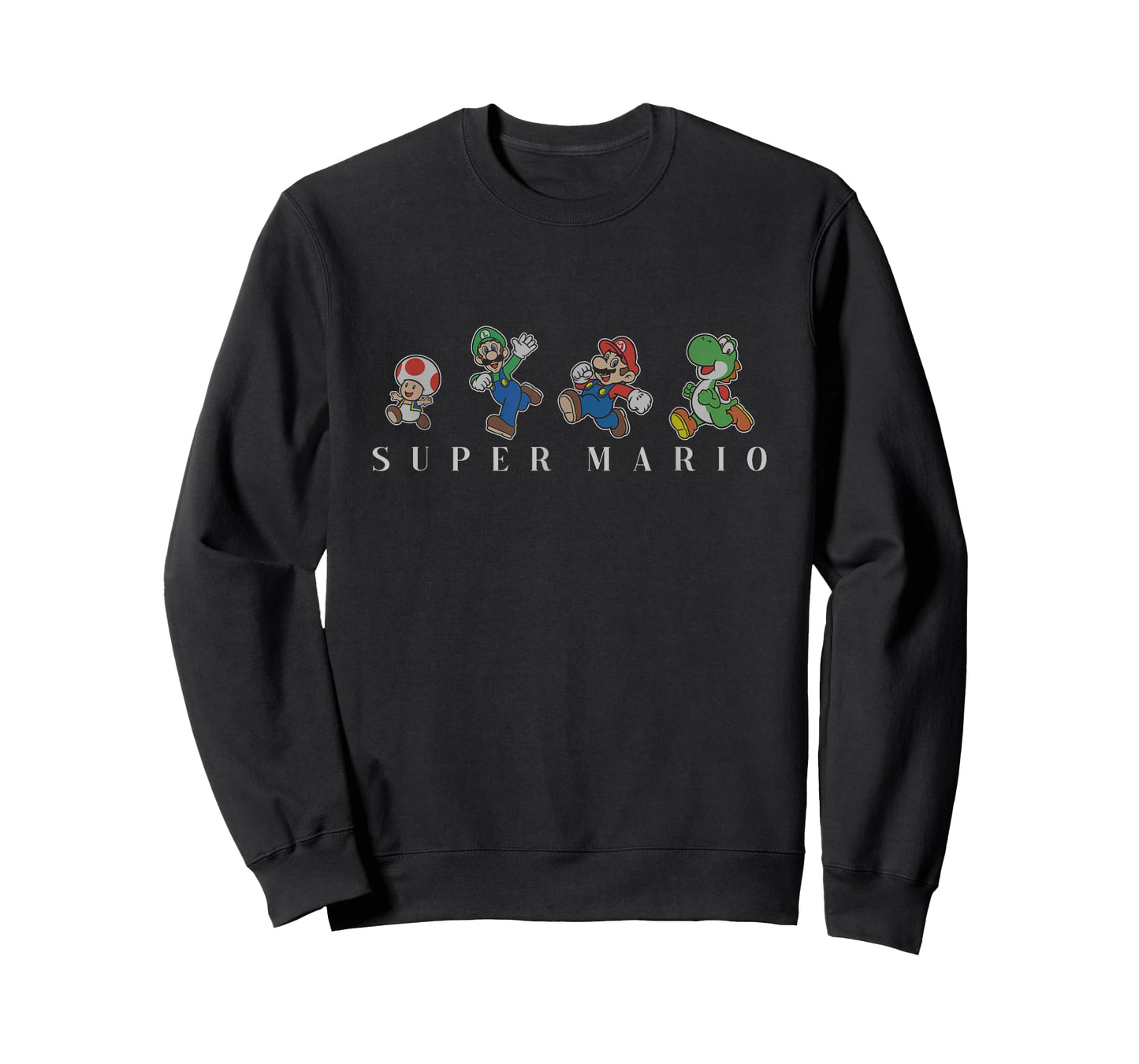 Super Mario Classic Character Line Up Simple Text T-Shirt