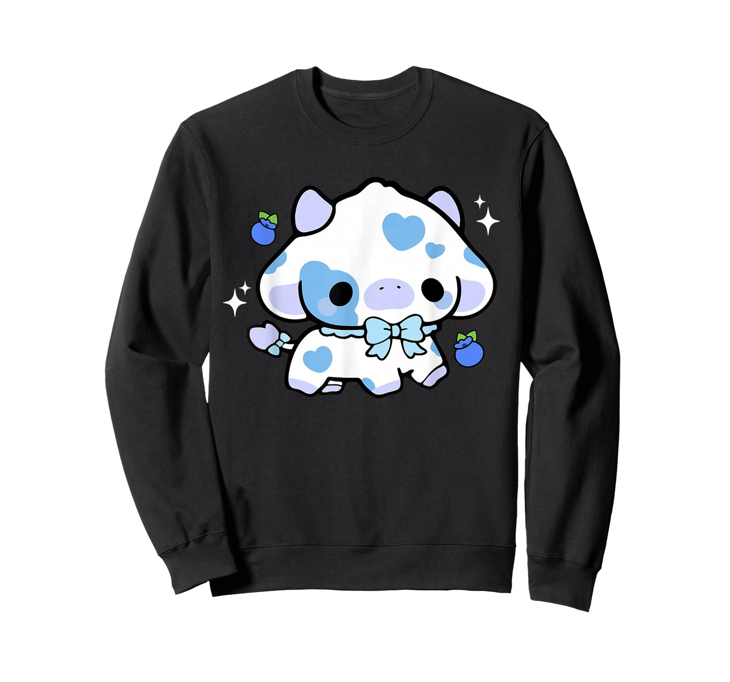 Kawaii Cow Blueberry Cute Aesthetic Anime Girls Teens Kids T-Shirt