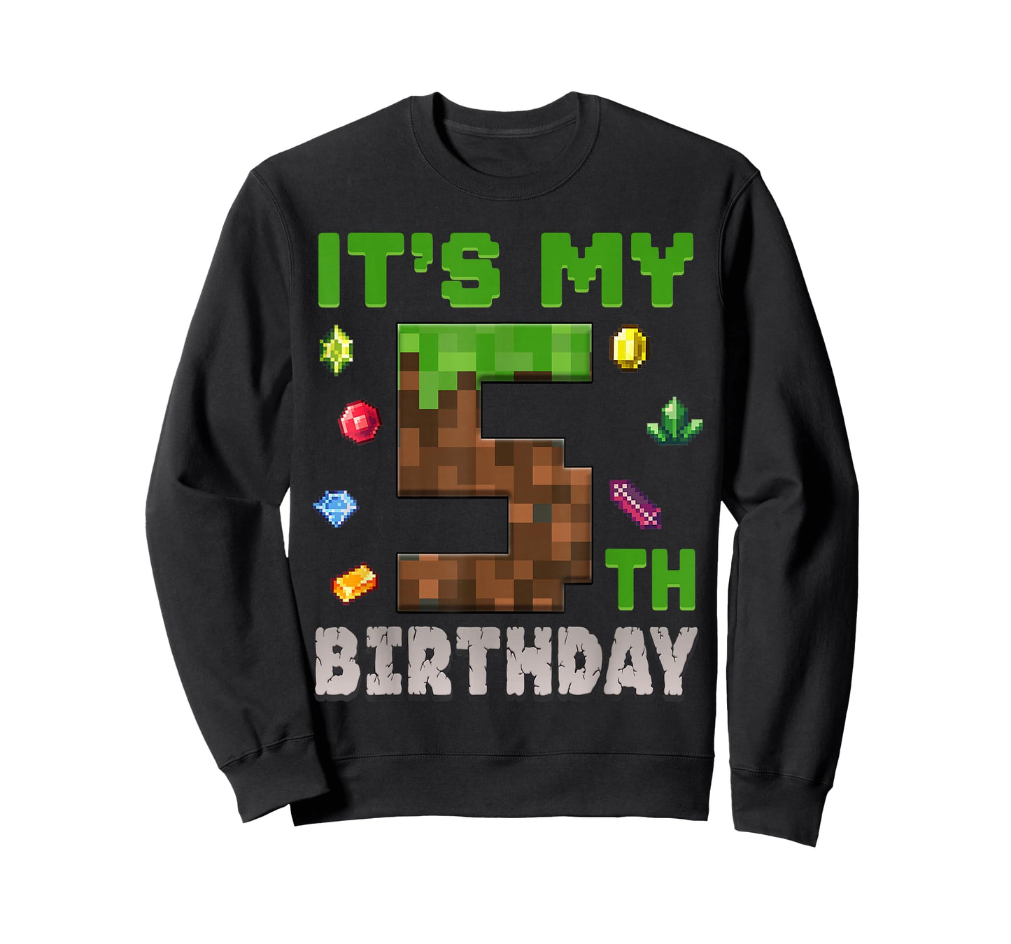 Birthday Boy It's My 5th Birthday 5 Year Old Pixel Gamer T-Shirt