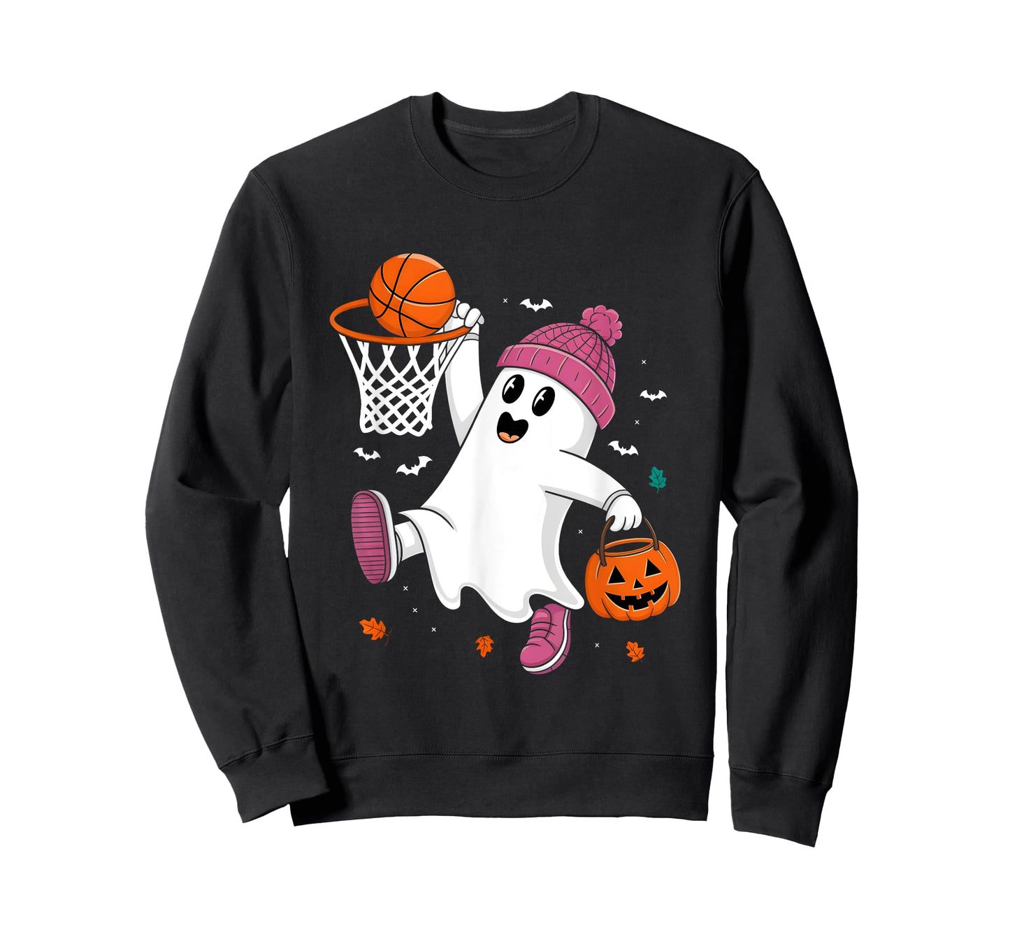 Funny Halloween Ghost Dunking Basketball Costume Boys Kids T-Shirt