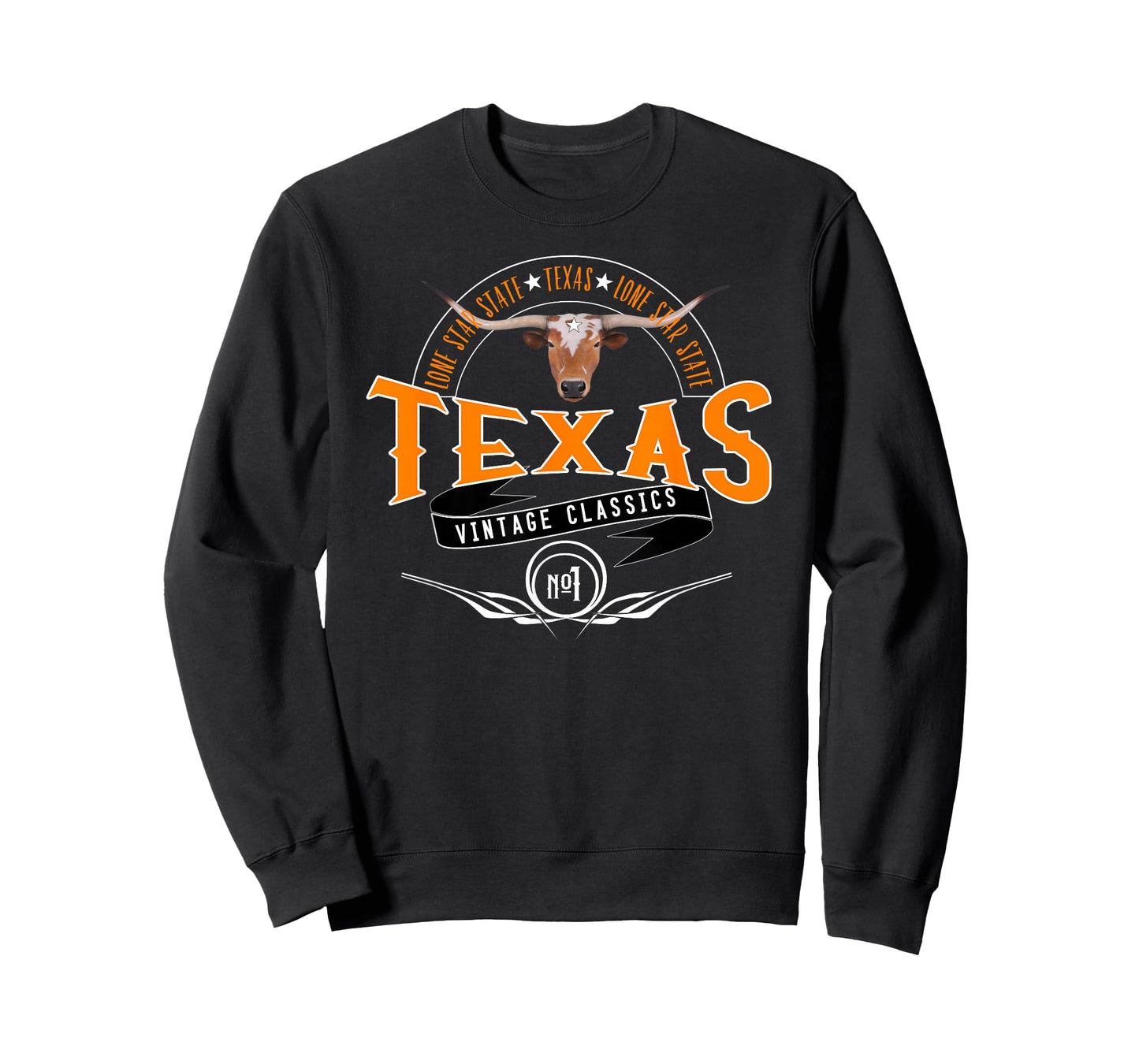 Vintage Classic Style Texas Lone Star Longhorn Design T-Shirt