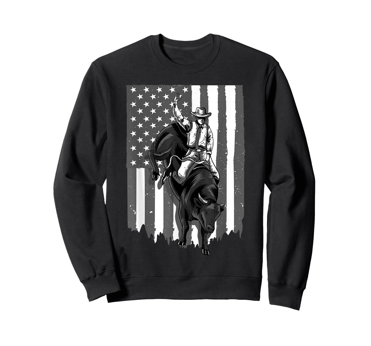 American Flag Bull Riding Cowboy 4th Of July Patriotic Rodeo T-Shirt