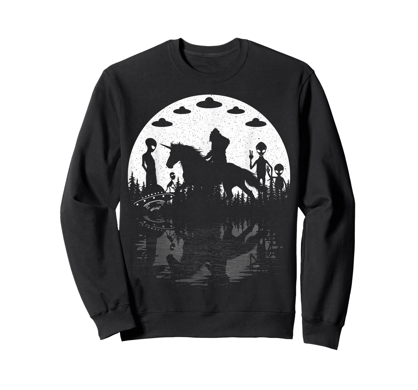 Bigfoot Riding Unicorn! Funny Sasquatch Ufo Cryptid Aliens T-Shirt