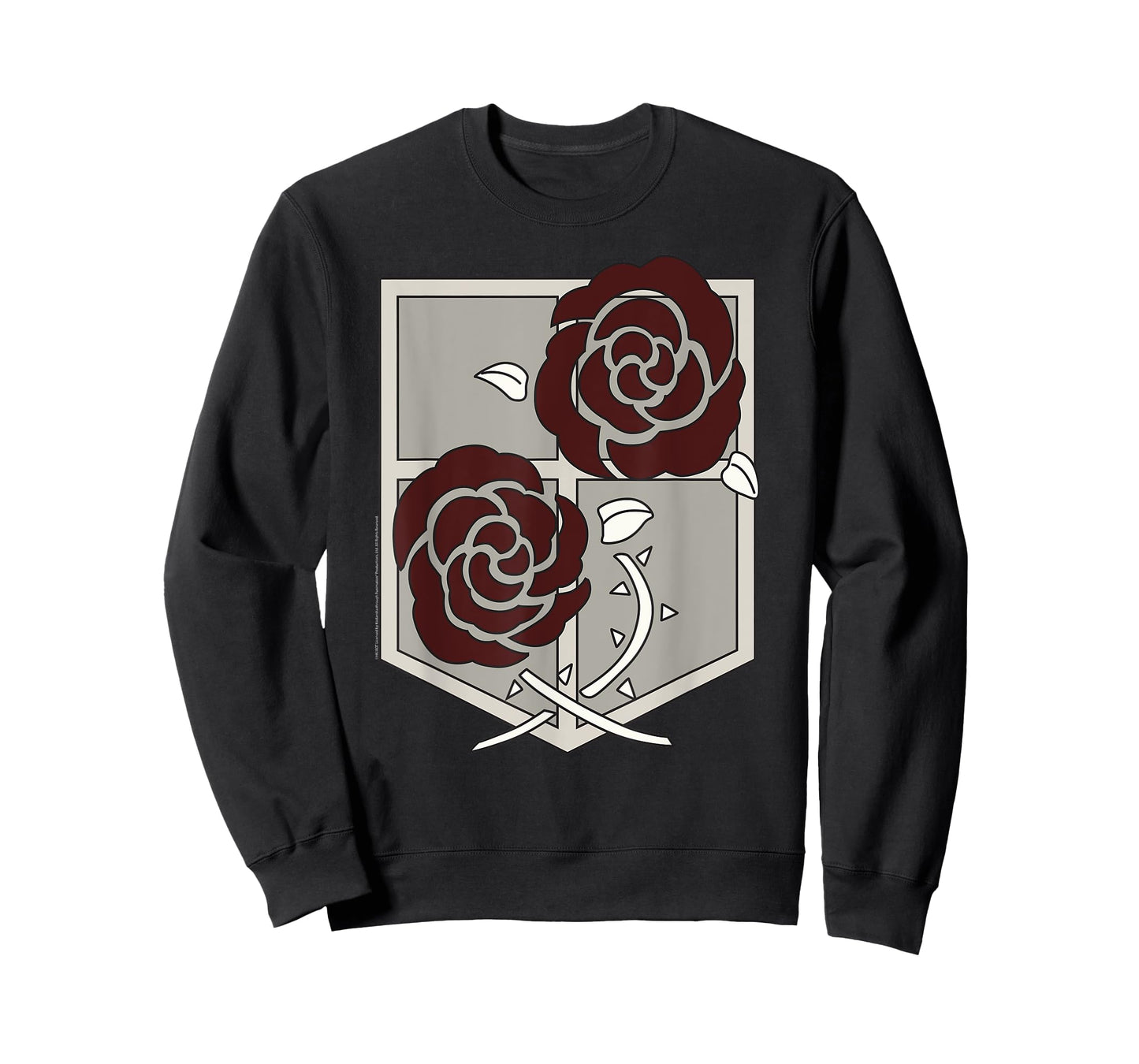 Attack on Titans Garrison Shield with Roses AOT Anime T-Shirt