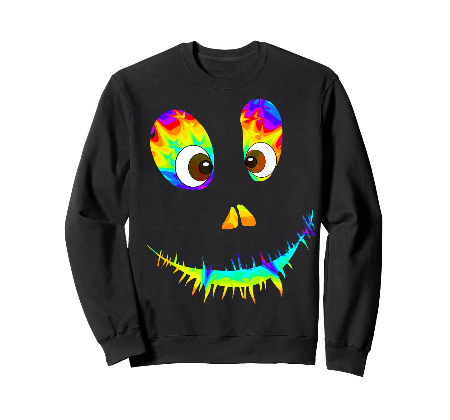 Funny Rainbow Monster Face Tie Dye Halloween Costume T-Shirt