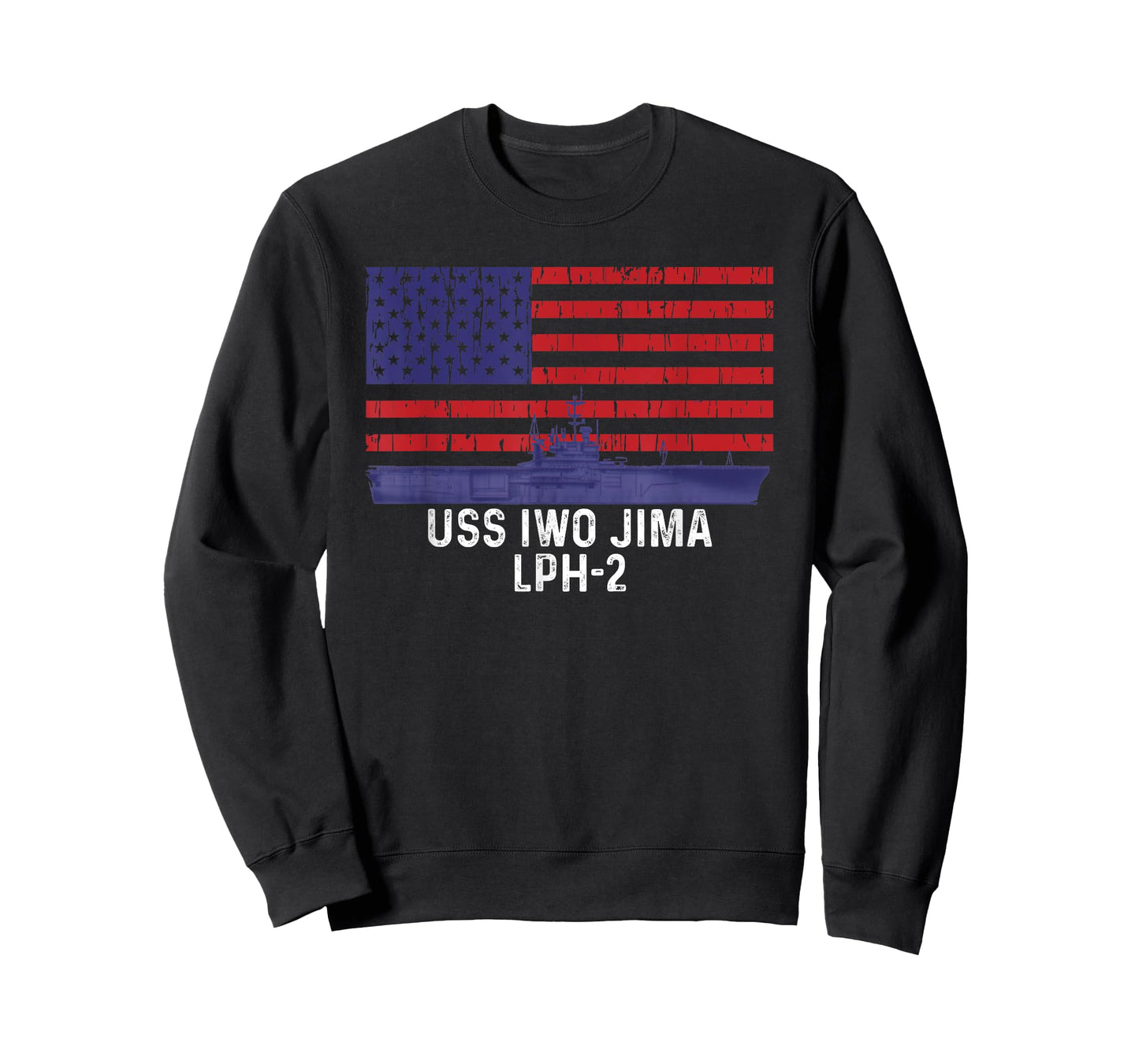 USS Iwo Jima LPH-2 Ship Vintage American Flag T-Shirt