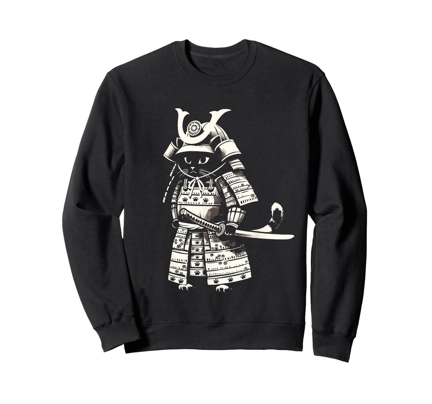 Kawaii Cat Anime Japanese Retro Samurai Novelty Funny Cat T-Shirt