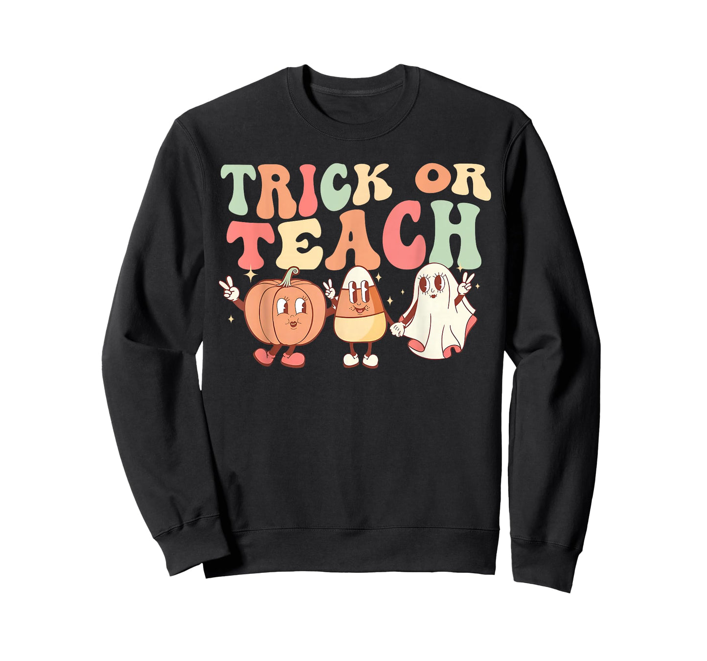 Trick Or Teach Pumpkin Candy Corn Ghost Halloween Teacher T-Shirt