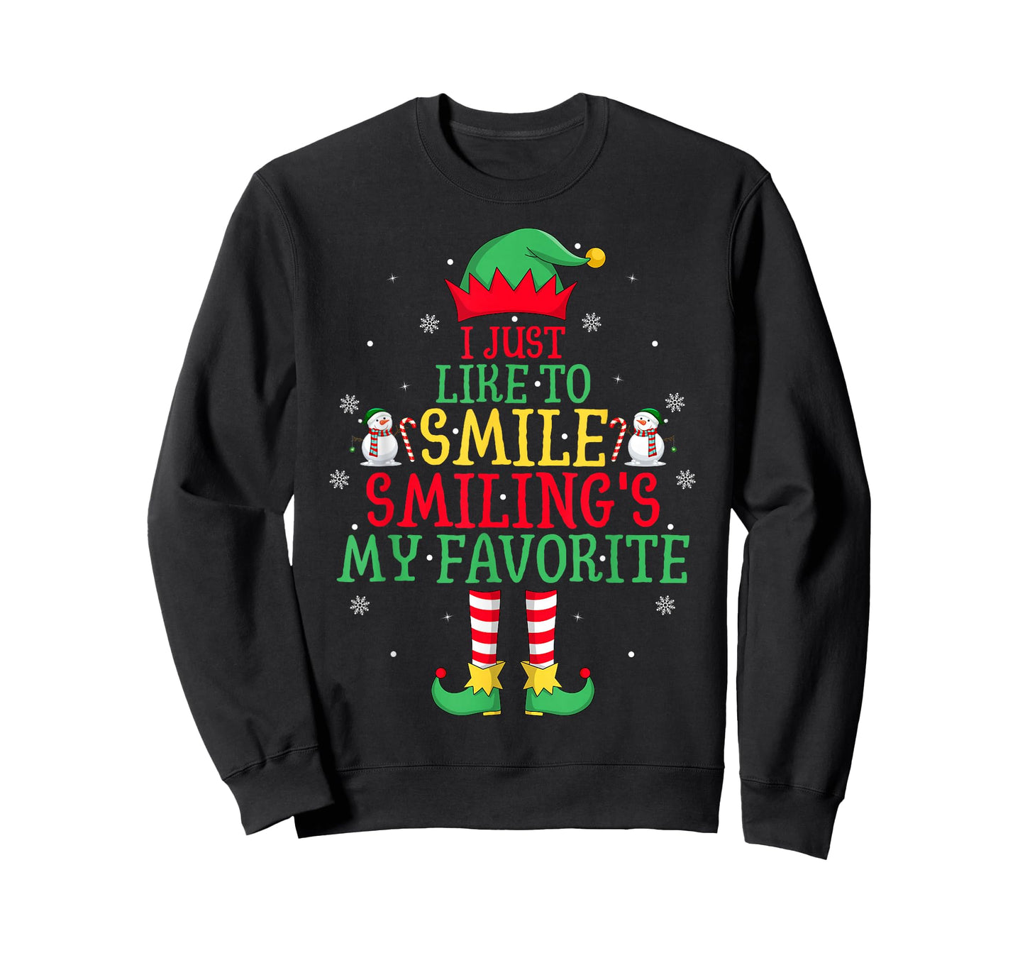 I Just Like Smile Smiling is My Favorite Xmas Smiling Elf T-Shirt