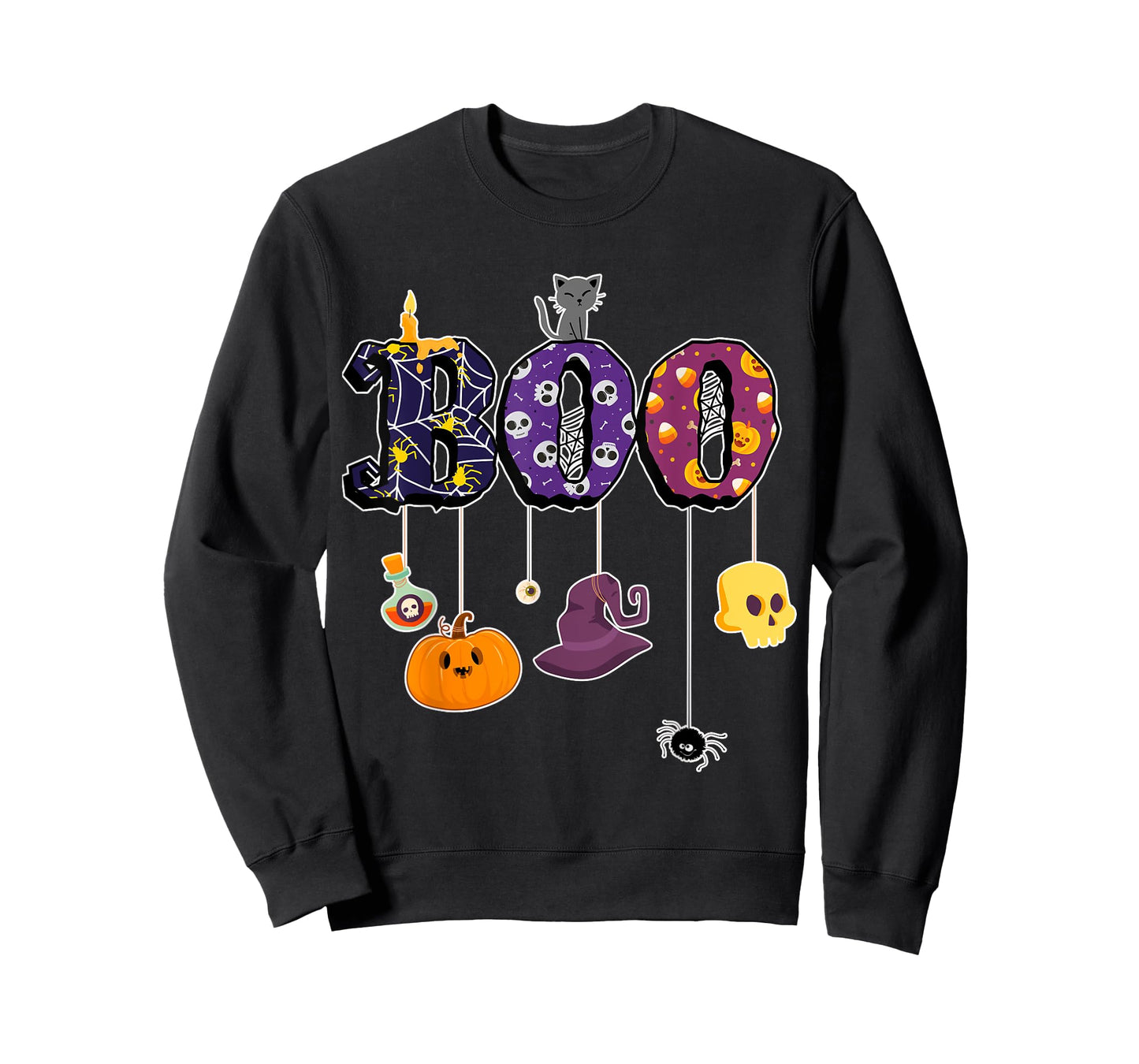 Boo Halloween Costume Spiders, Ghosts, Pumkin & Witch Hat T-Shirt
