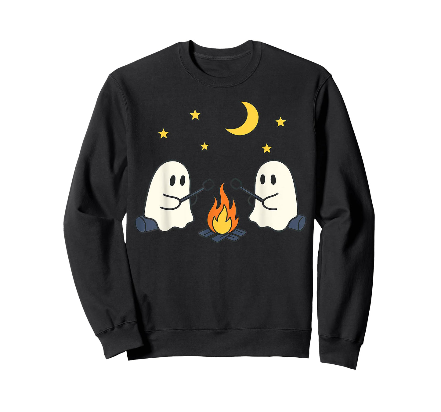 Cute Ghost Camping Campfire Halloween Marshmallow Men Women T-Shirt