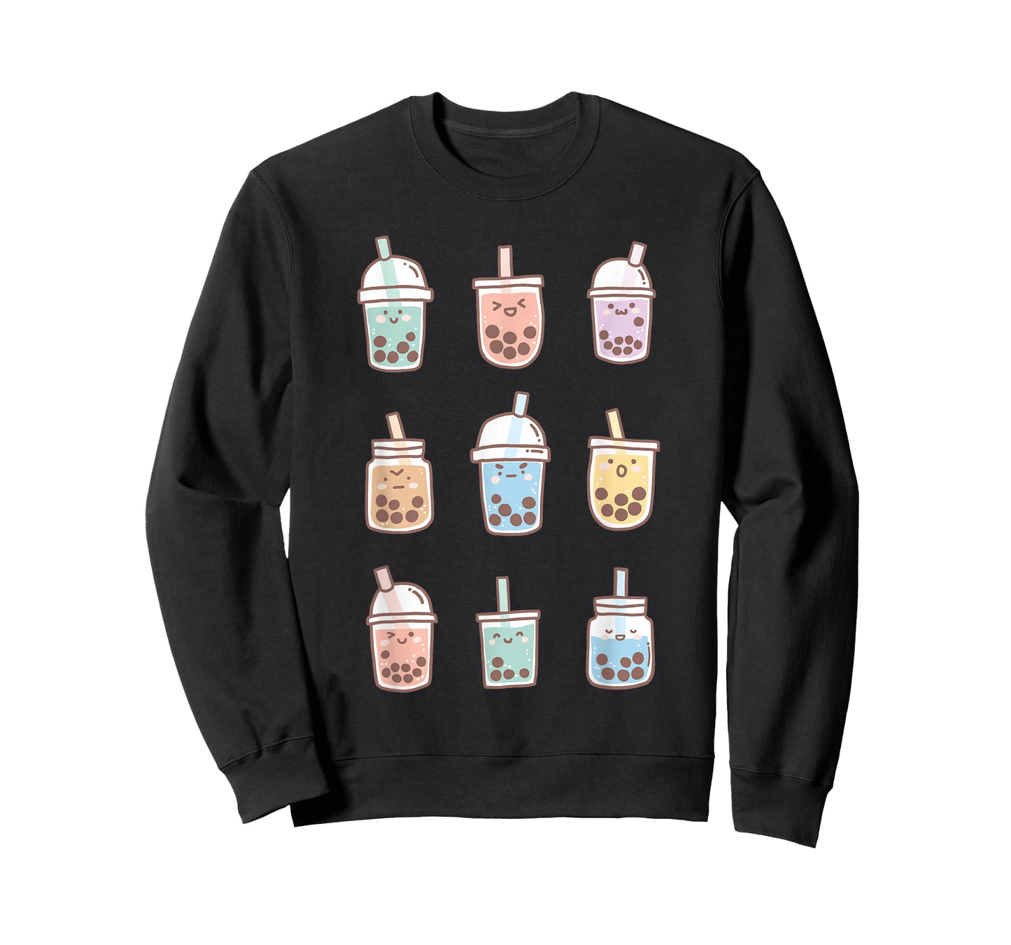 Cute Kawaii Boba Anime Bubble Tea Pastel T-Shirt Small
