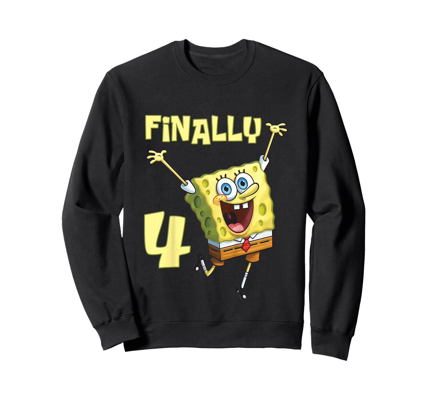 Mademark x SpongeBob SquarePants - Kids Original SpongeBob Square Pants - 4th Birthday. Finally 4. T-Shirt