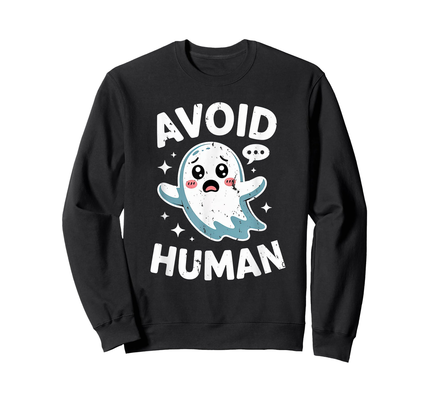 Avoid Humans Cute Kawaii Pastel Ghost Funny Introvert Saying T-Shirt