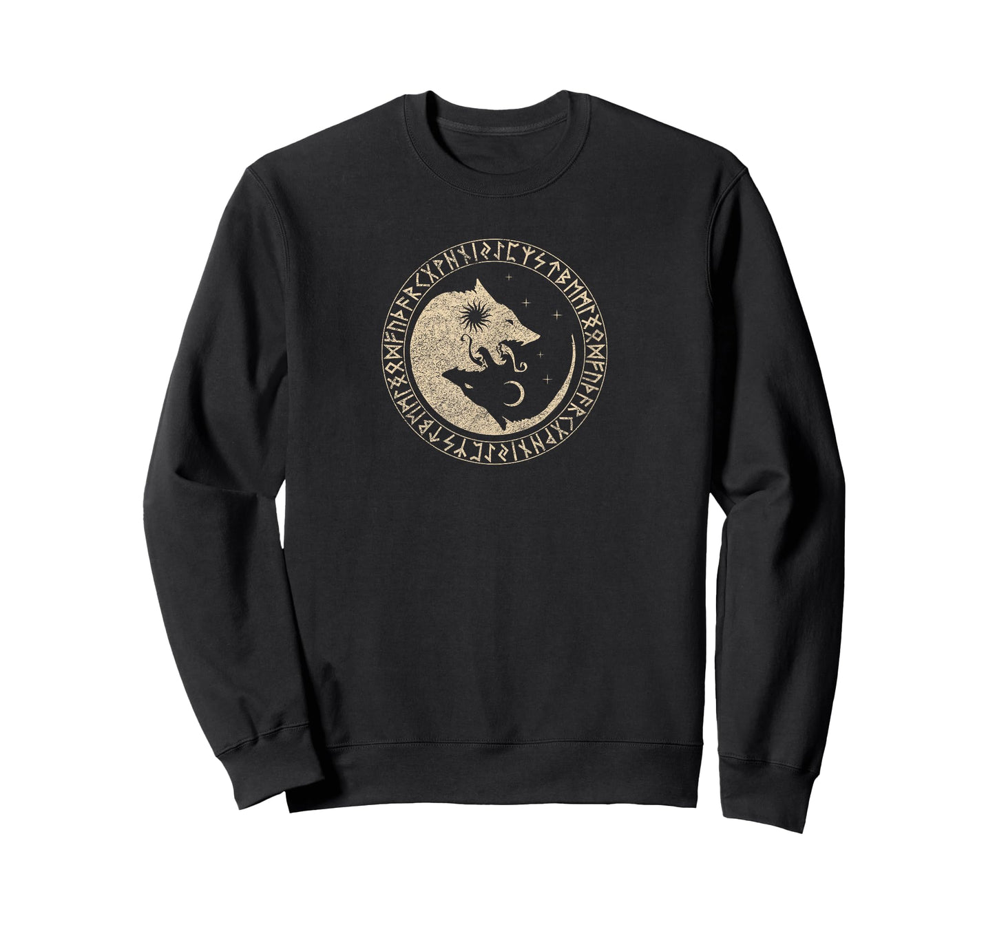 Geri & Freki Odin Wolves Viking Odin Wotan Germanic Moon Sun T-Shirt