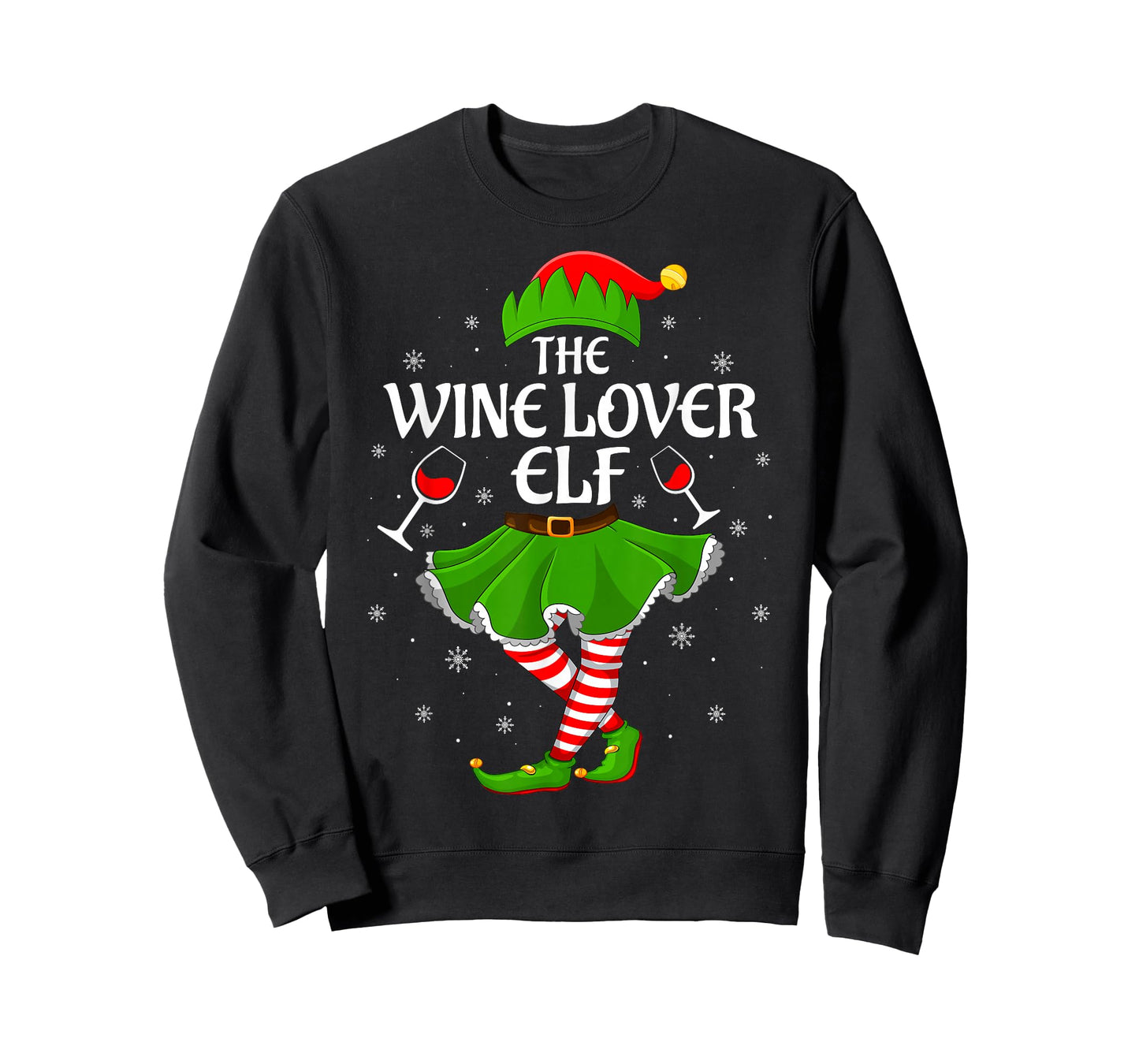 Wine Lover Elf Christmas Family Girls Women Elf Squad Xmas T-Shirt