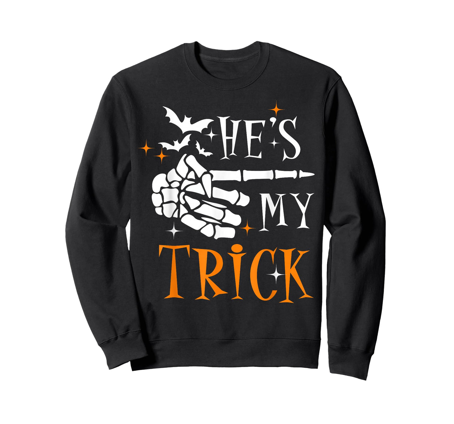 He's My Trick Skeleton Hand Spooky Season Halloween Couples T-Shirt