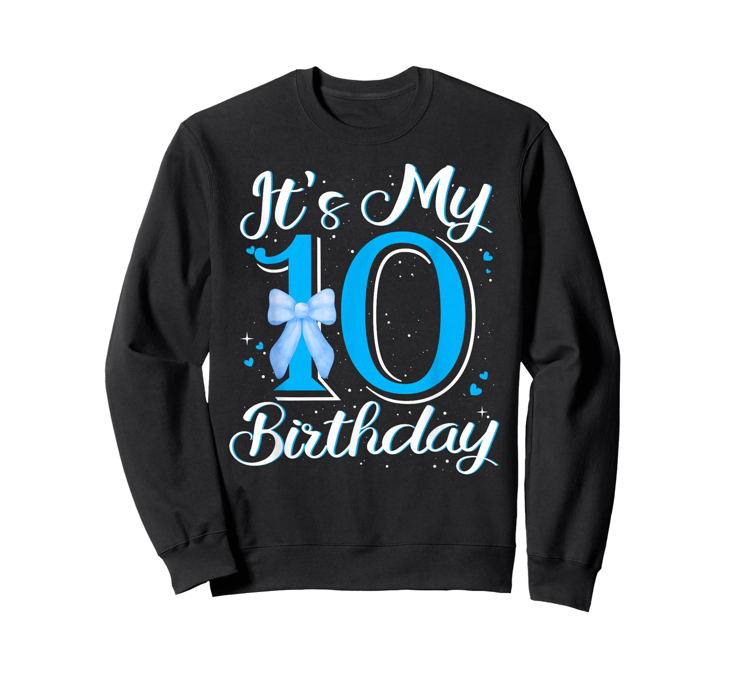 It's My 10 Birthday Blue Bow 10 Year Old Bday Double Digits T-Shirt