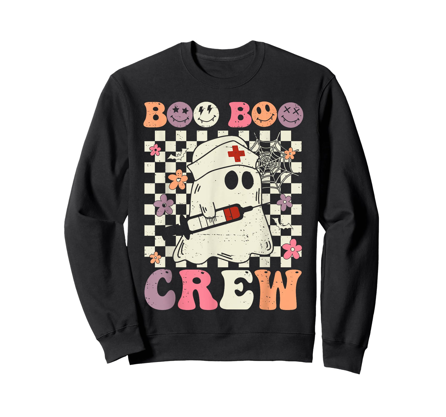 Retro Boo Boo Crew Nurse Halloween Ghost Nursing T-Shirt