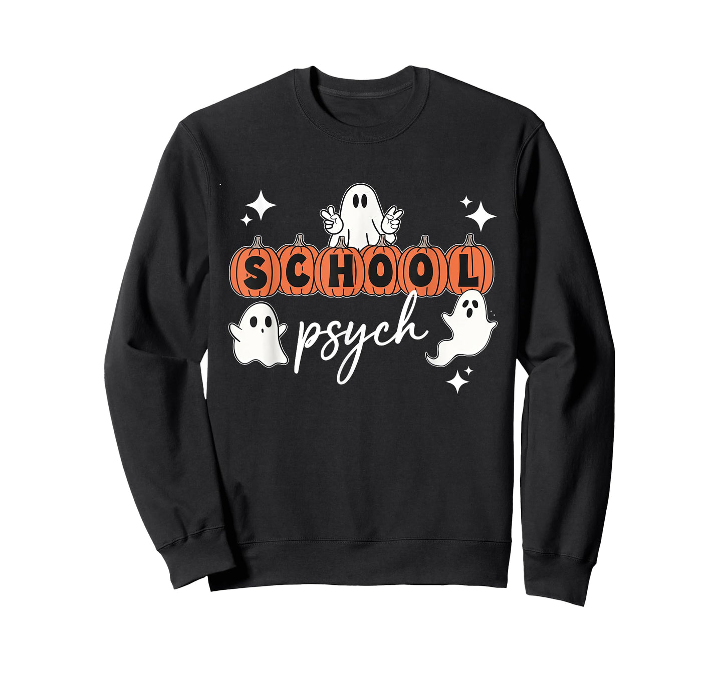 Halloween School Psych Pumpkin Ghost Boo Crew Spooky Season T-Shirt