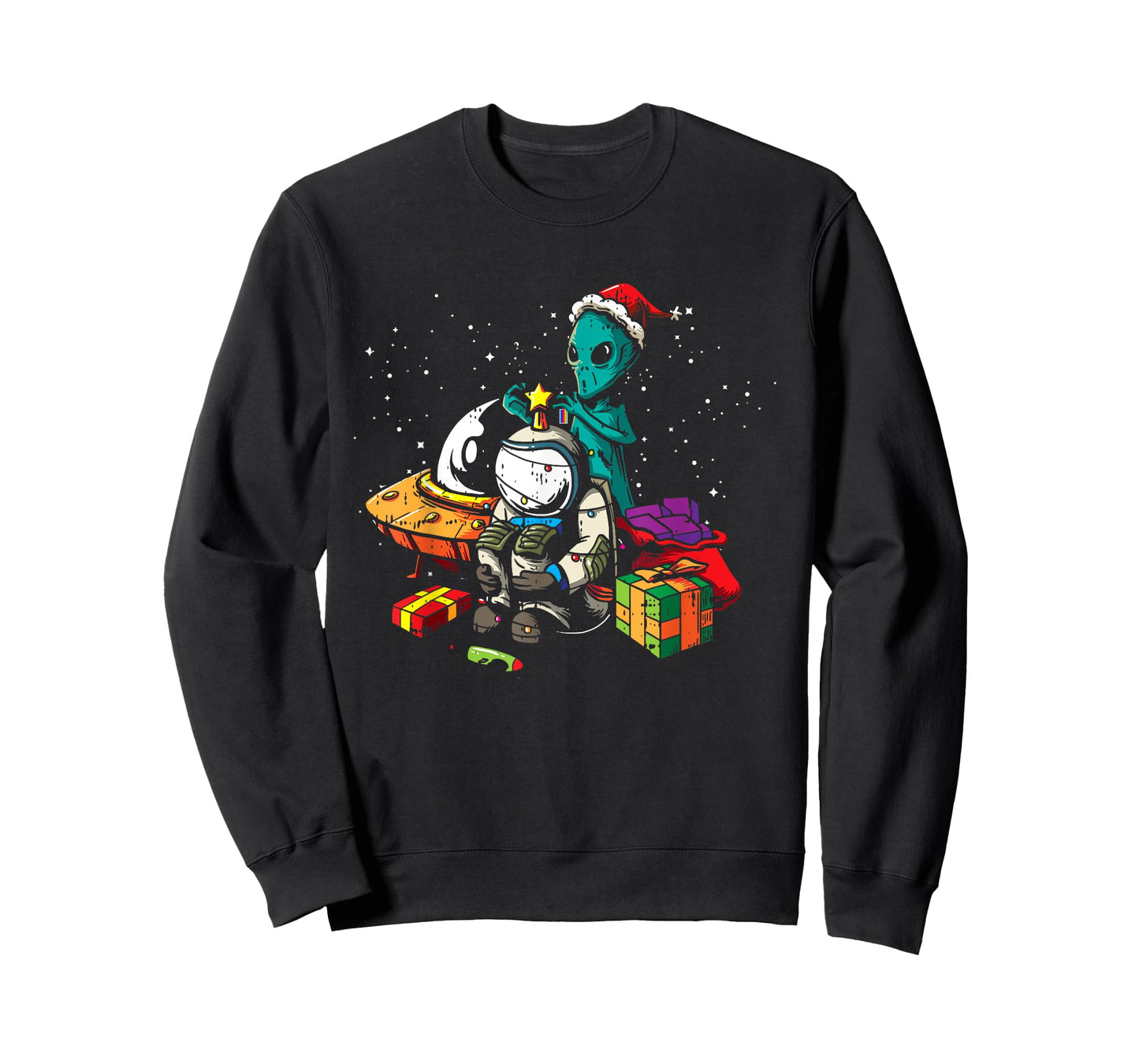 Alien Astronaut Christmas Tree Pajama Funny Space UFO X-Mas T-Shirt