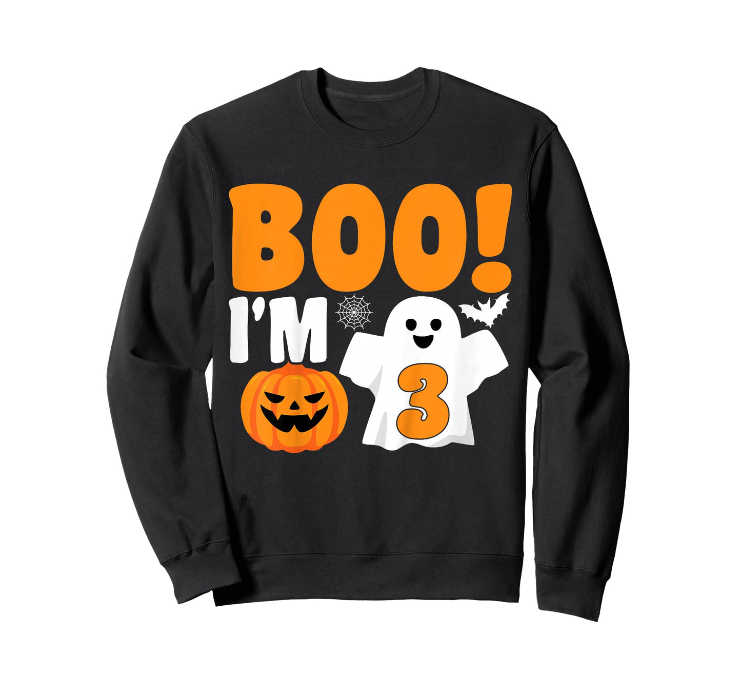 Kids Boo I'm 3 Halloween Spooky Pumpkin Kids 3rd Birthday T-Shirt