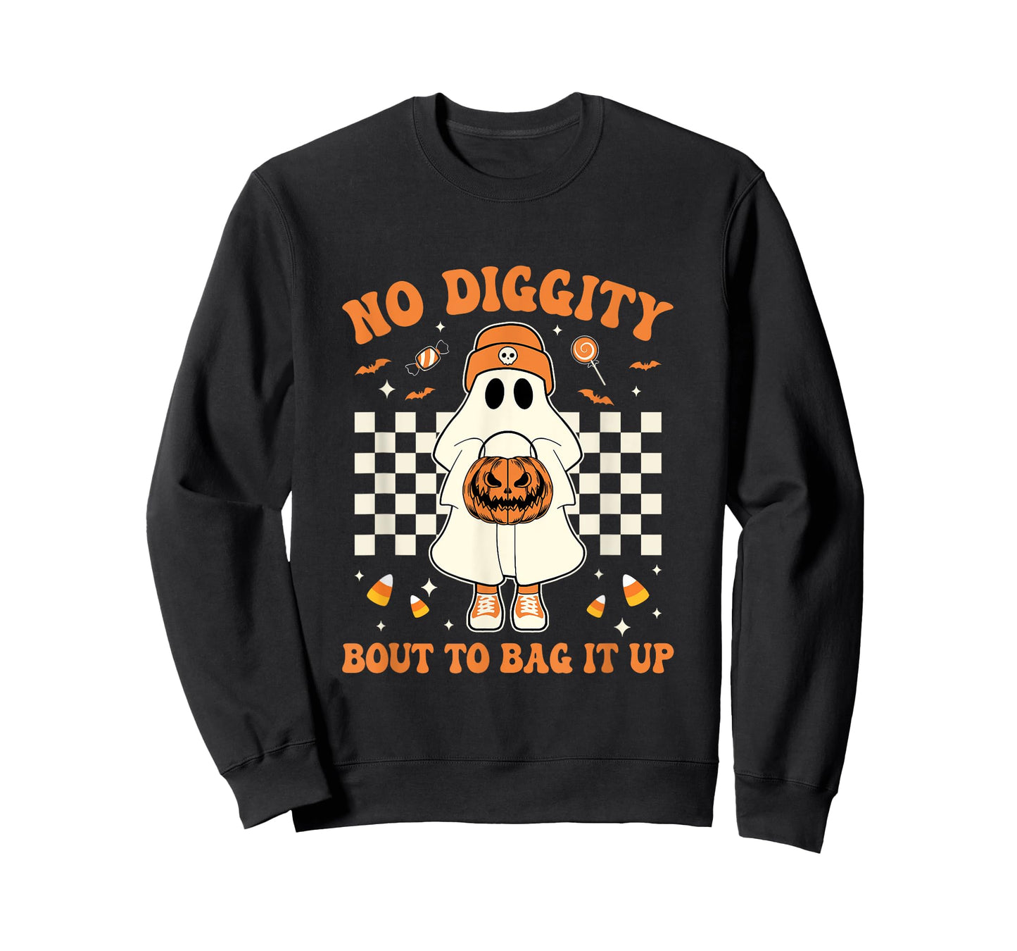 Halloween Ghost No Diggity Bout To Bag It Up Kids T-Shirt