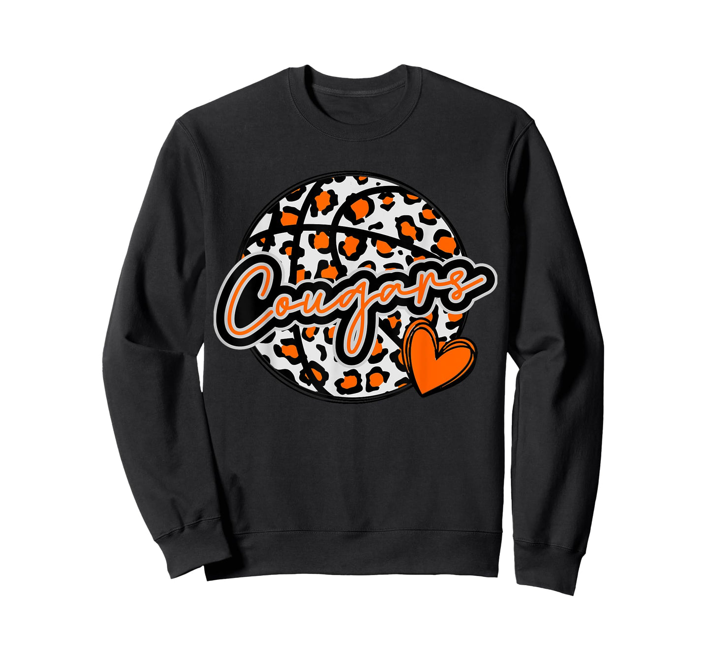Leopard Cheetah Basketball COUGARS Orange Spirit Game Tee T-Shirt