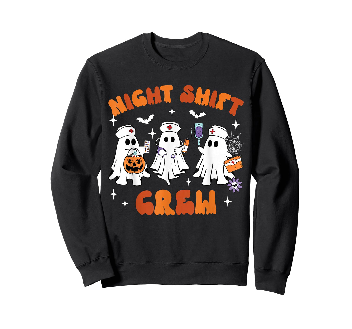 Night Shift Crew Boo Ghost Halloween RN Registered Nurse T-Shirt