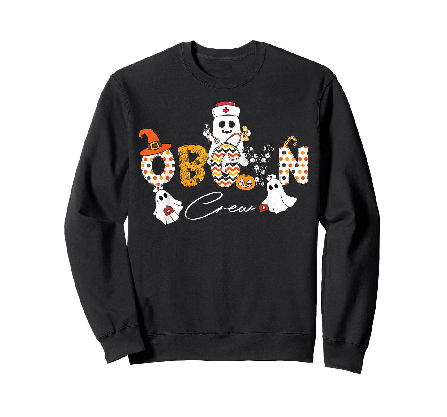 Halloween OBGYN Crew Ghost Obstetrics Nurse Squad Pumpkin T-Shirt