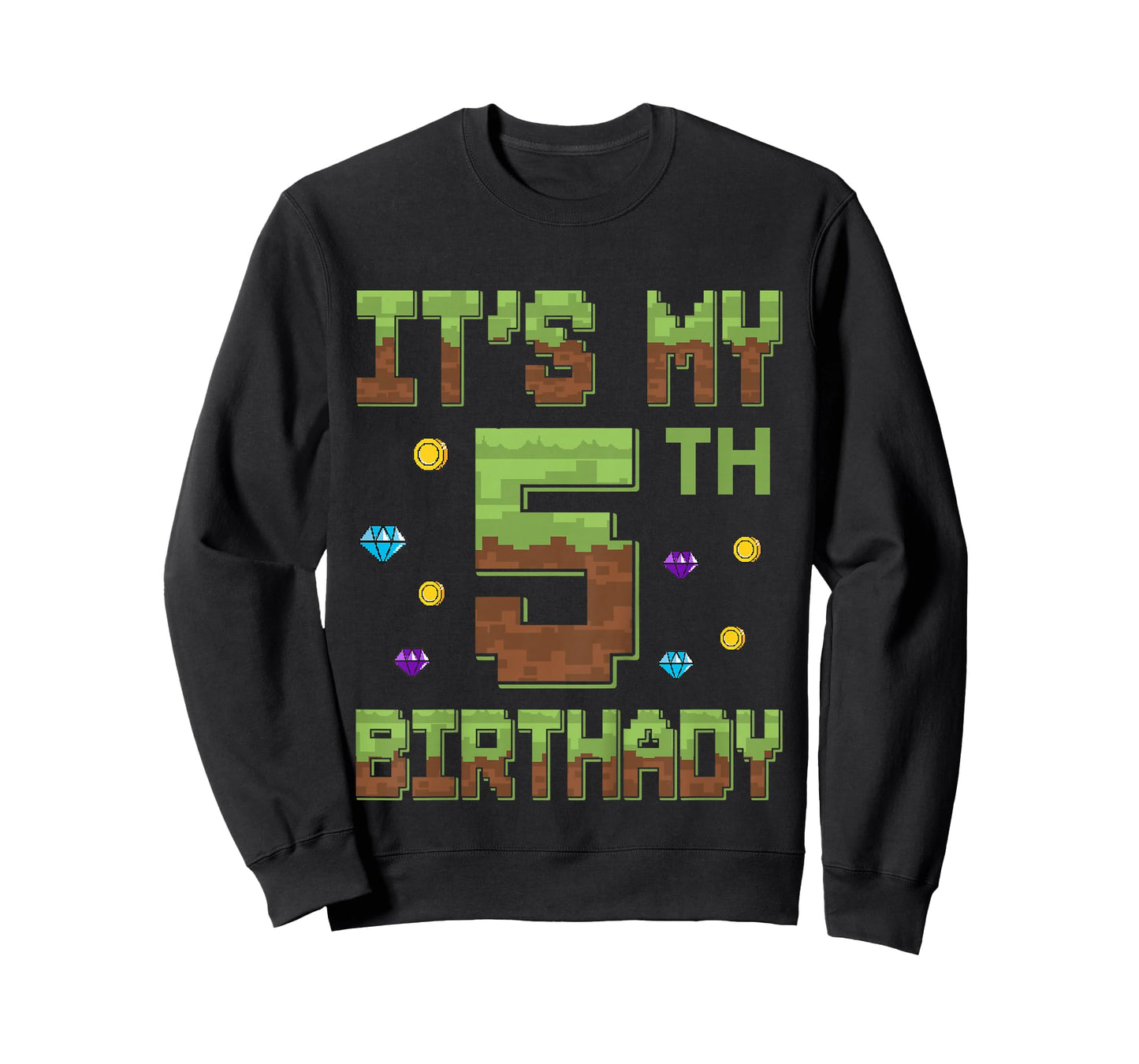Birthday Boy It's My 5th Birthday 5 Year Old Pixel Gamer T-Shirt