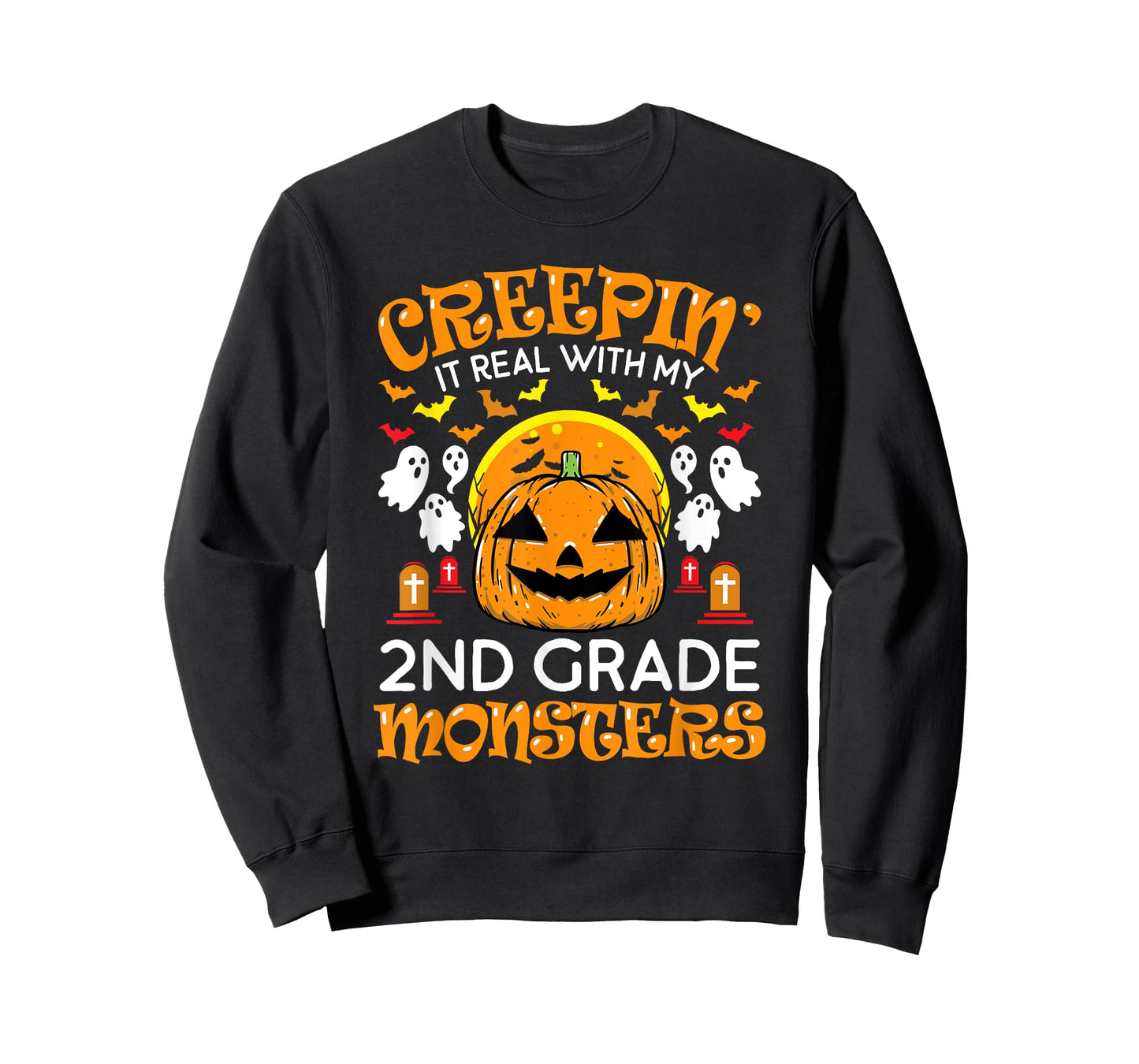 Creepin It Real with My 2nd Grade Monsters Halloween Teacher T-Shirt