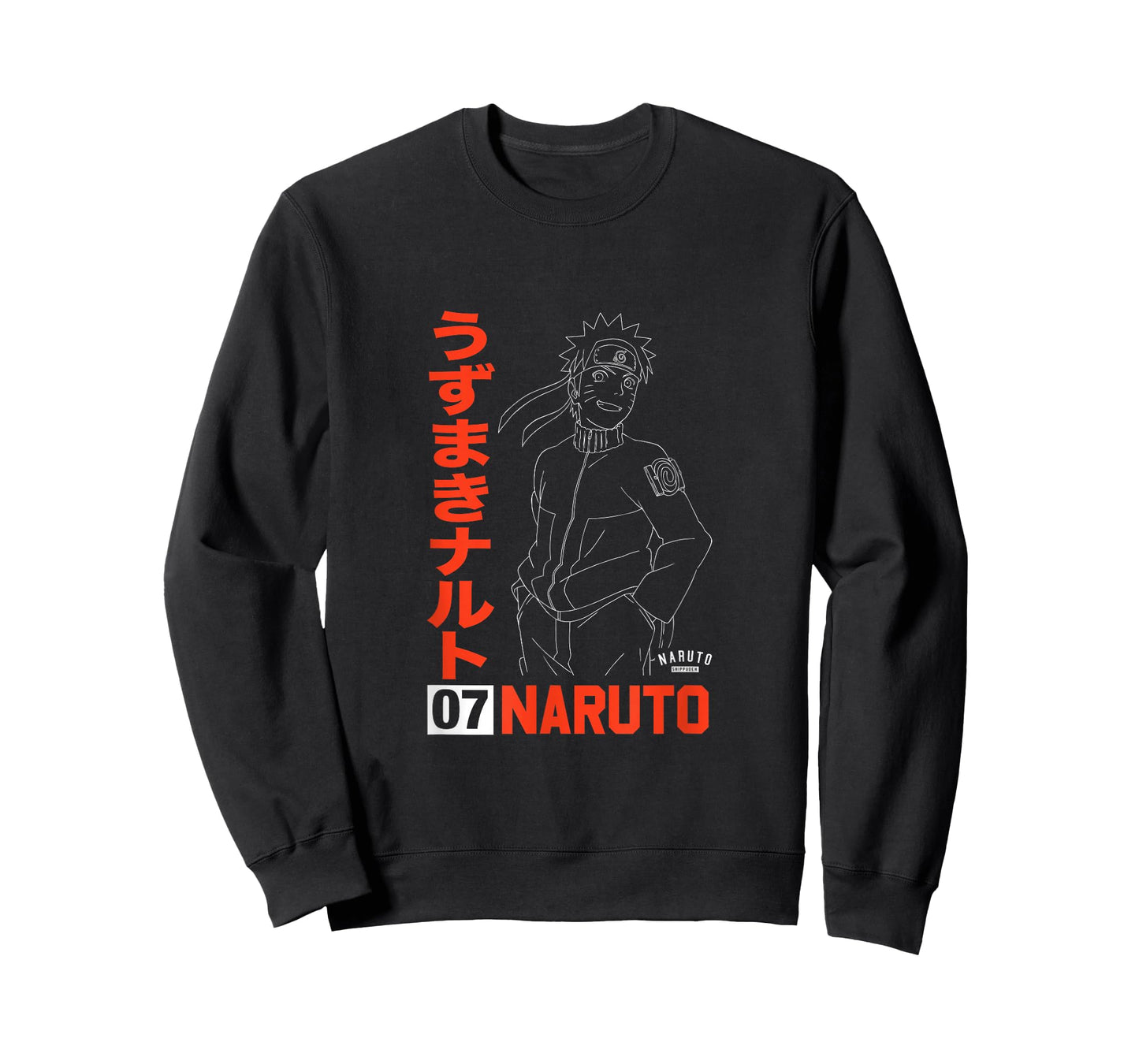 Naruto Naruto Shippuden Uzumaki Line Art T-Shirt - Unisex-Adult, Black, Small, Short Sleeve, T-Shirt, Anime