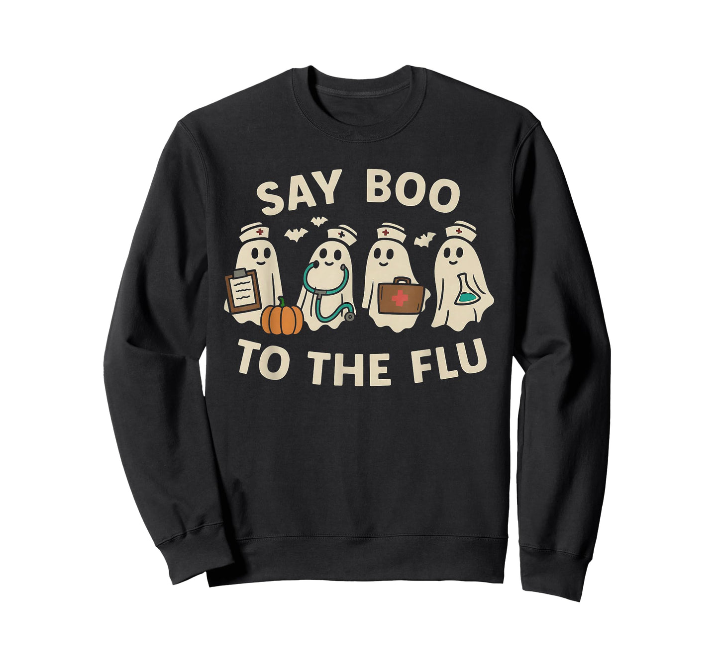 Nurse Halloween Ghost Crew Vaccine Say Boo to The flu T-Shirt