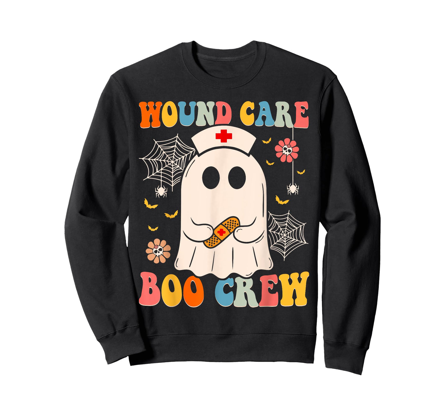 Groovy Wound Care Boo Crew Nurse Funny Ghost Halloween Nurse T-Shirt