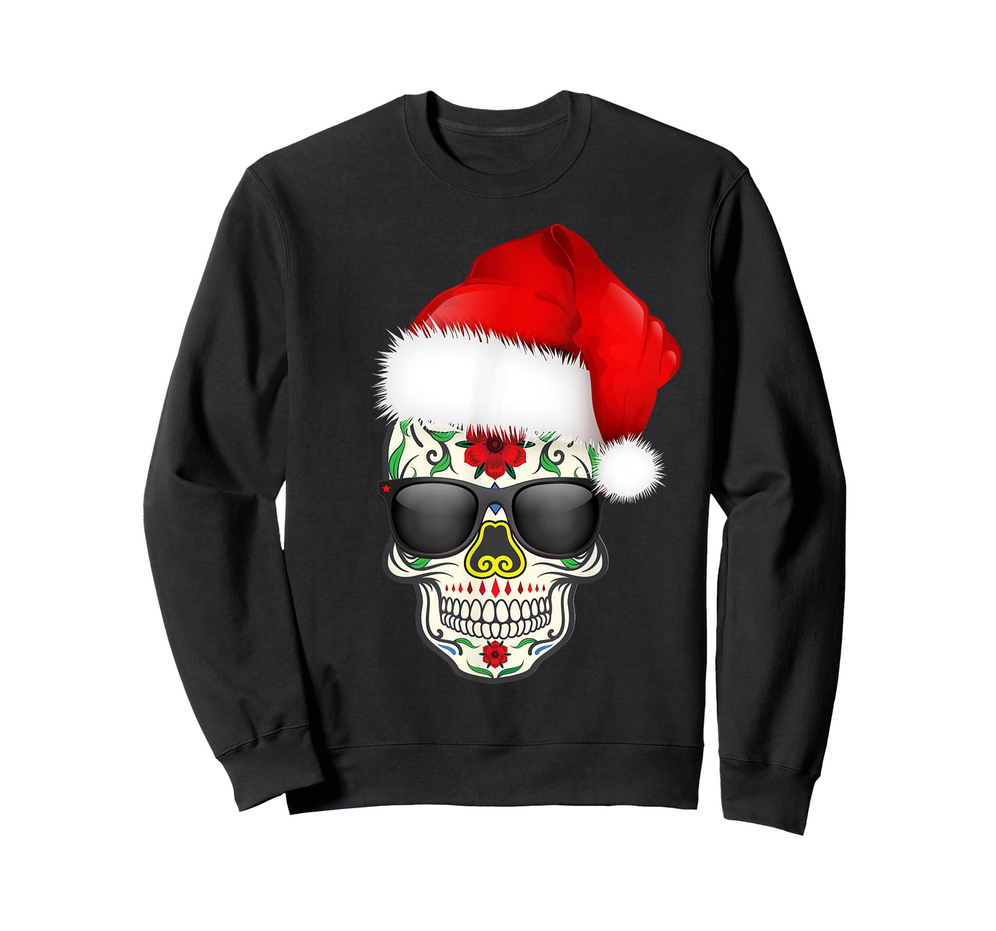 Christmas Hat Santa Day Of The Dead Sugar Skull Party Shirt T-Shirt