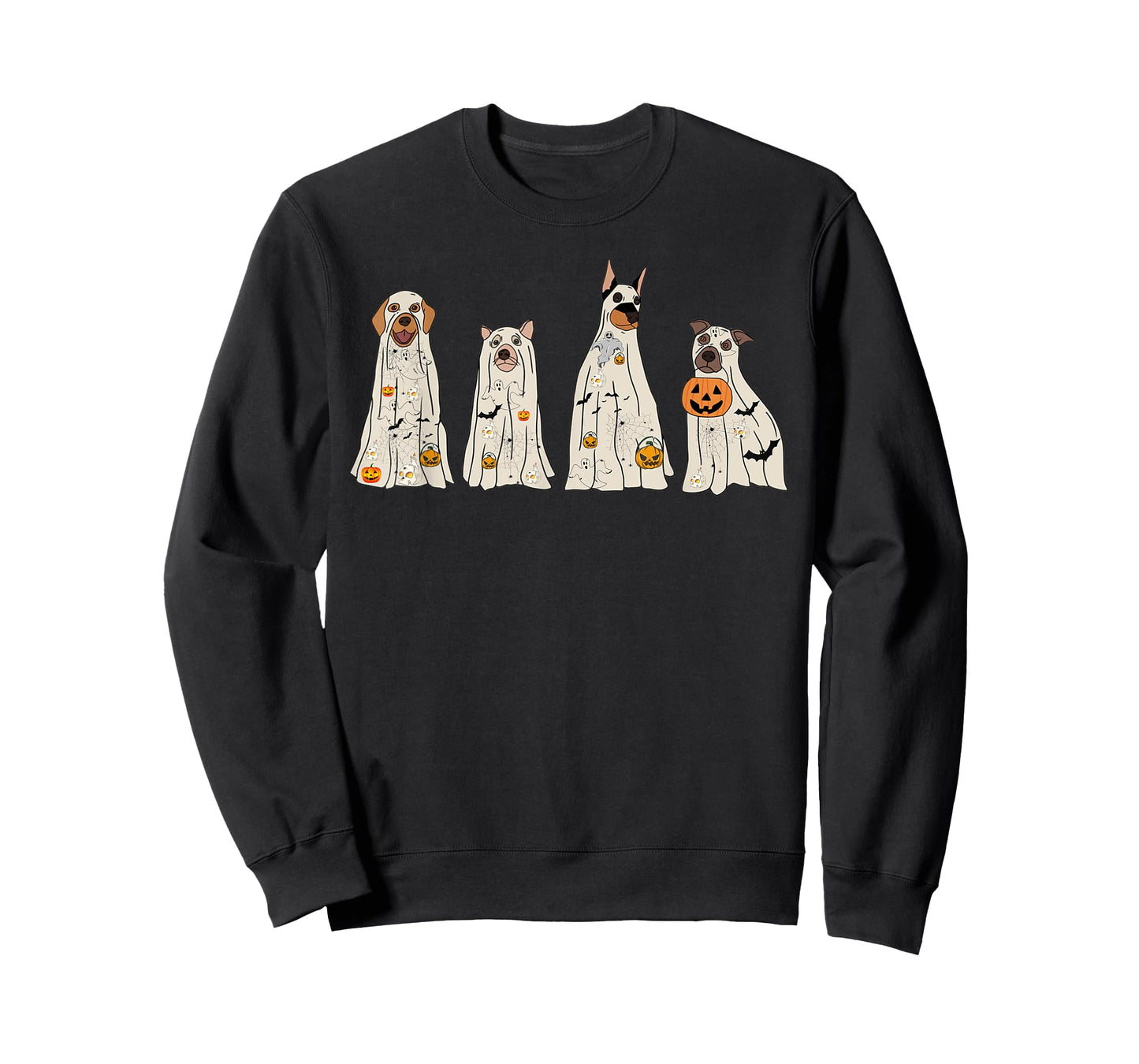 Halloween Ghost Dogs, Dog Treat Or Treating Pumpkin Funny T-Shirt