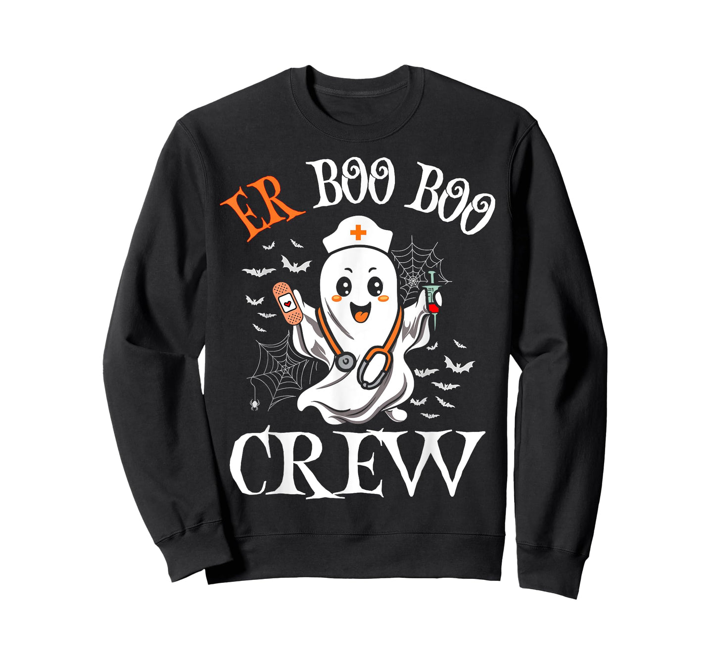 ER Nurse Boo Crew Vintage Halloween Emergency Room Nurse T-Shirt
